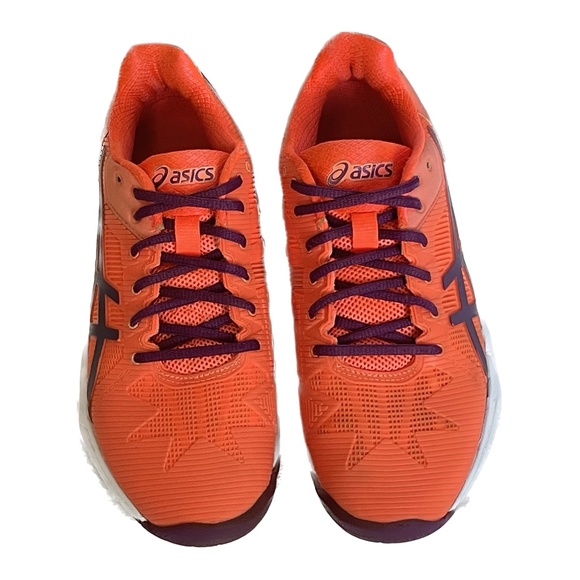 RARE Women ASICS Gel Solution Speed 3 Orange/Purple E650N US 7.5 Tennis Shoes - Picture 3 of 4